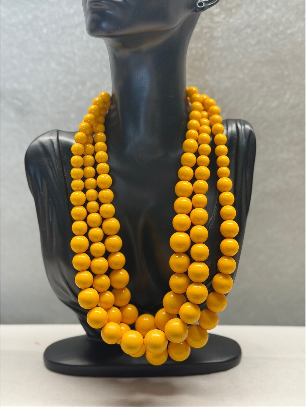 Vintage Style Multi-Strand Yellow Beaded Statement Necklace Fashion Jewelry